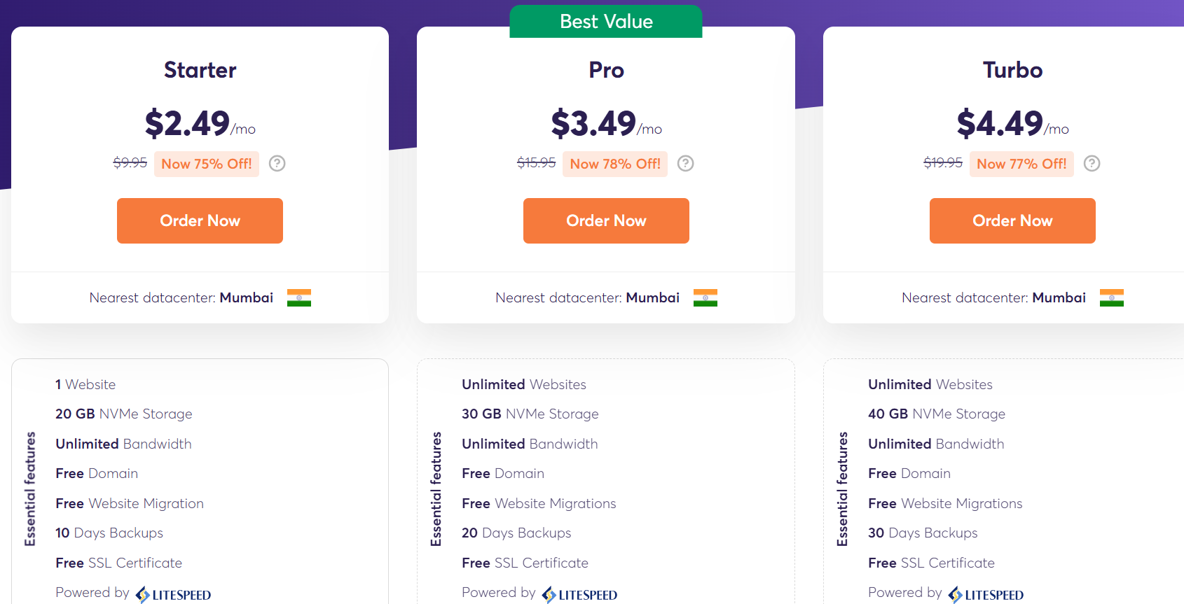 Chemicloud shared hosting plans